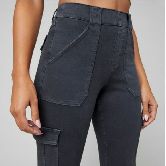 Spanx Cargo Stretch Twill Ankle Mid Rise Slim Fitting Black Skinny Pant Size XS - Picture 4 of 16